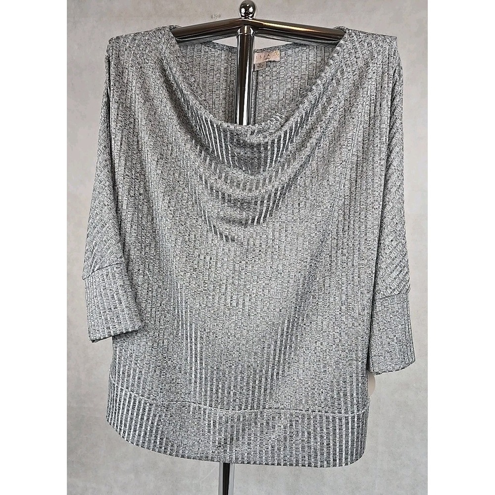Misia‎ Curvy  Womens Size 1X Scoopneck Shirt Ribbed Tunic Top Silver Gray NWT